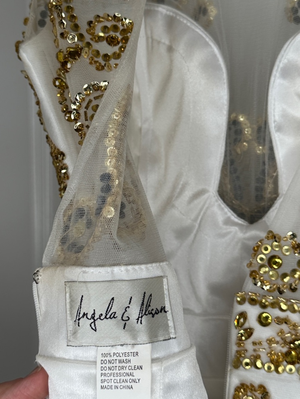Angela & Alison White Mini Dress with Gold Beaded Embellishment - Picture 7 of 9